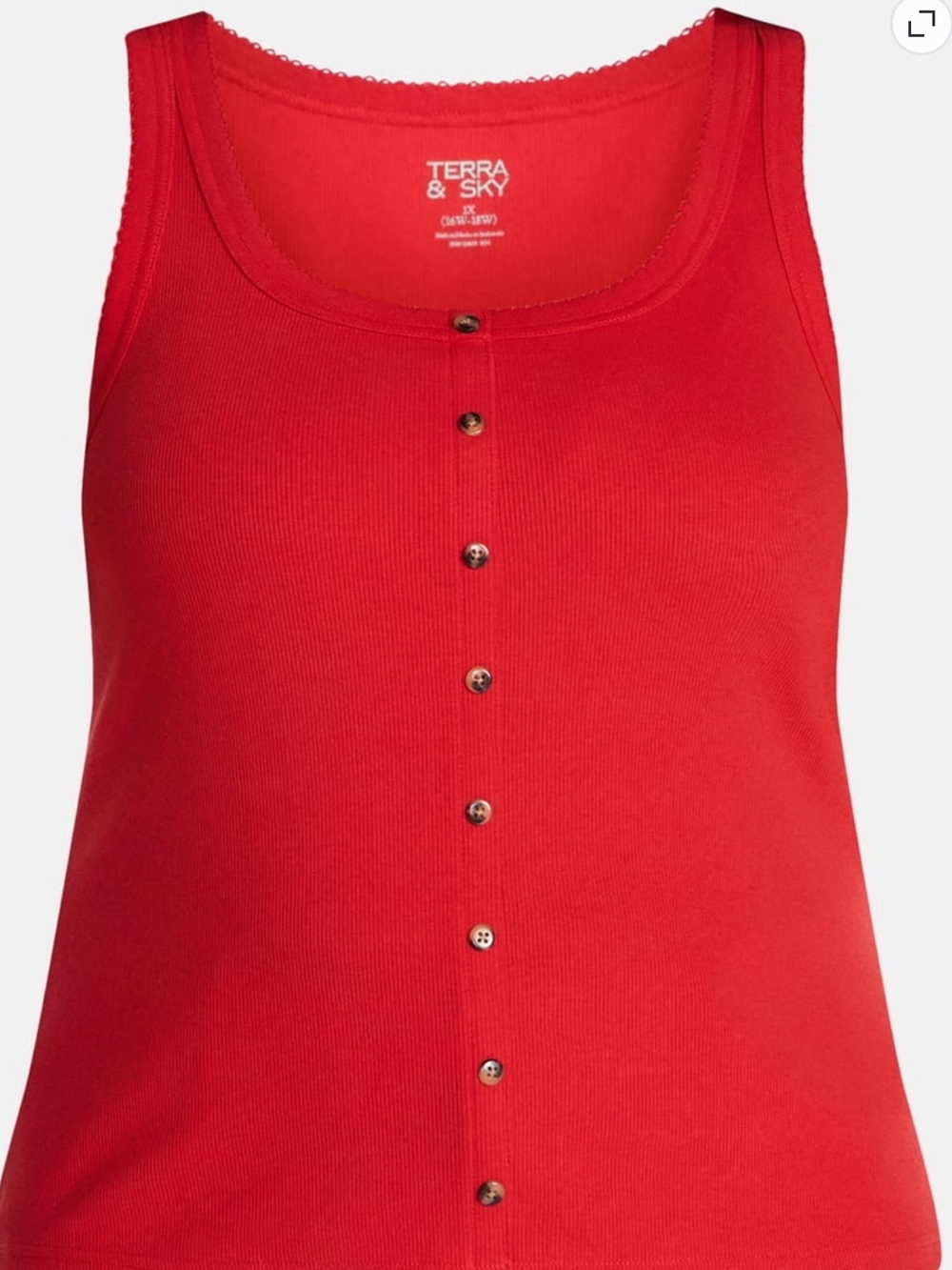 Terra & Sky Women's Plus Faux Button Front Tank